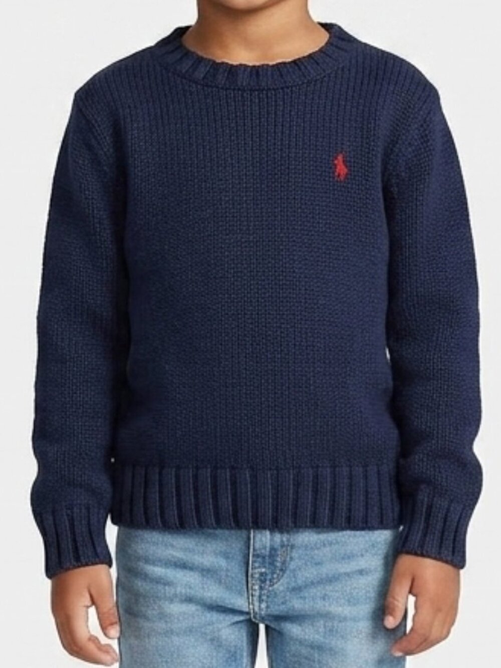 Boys Polo Ralph Lauren Navy Blue Cotton Crew Neck Sweater Sz 6
